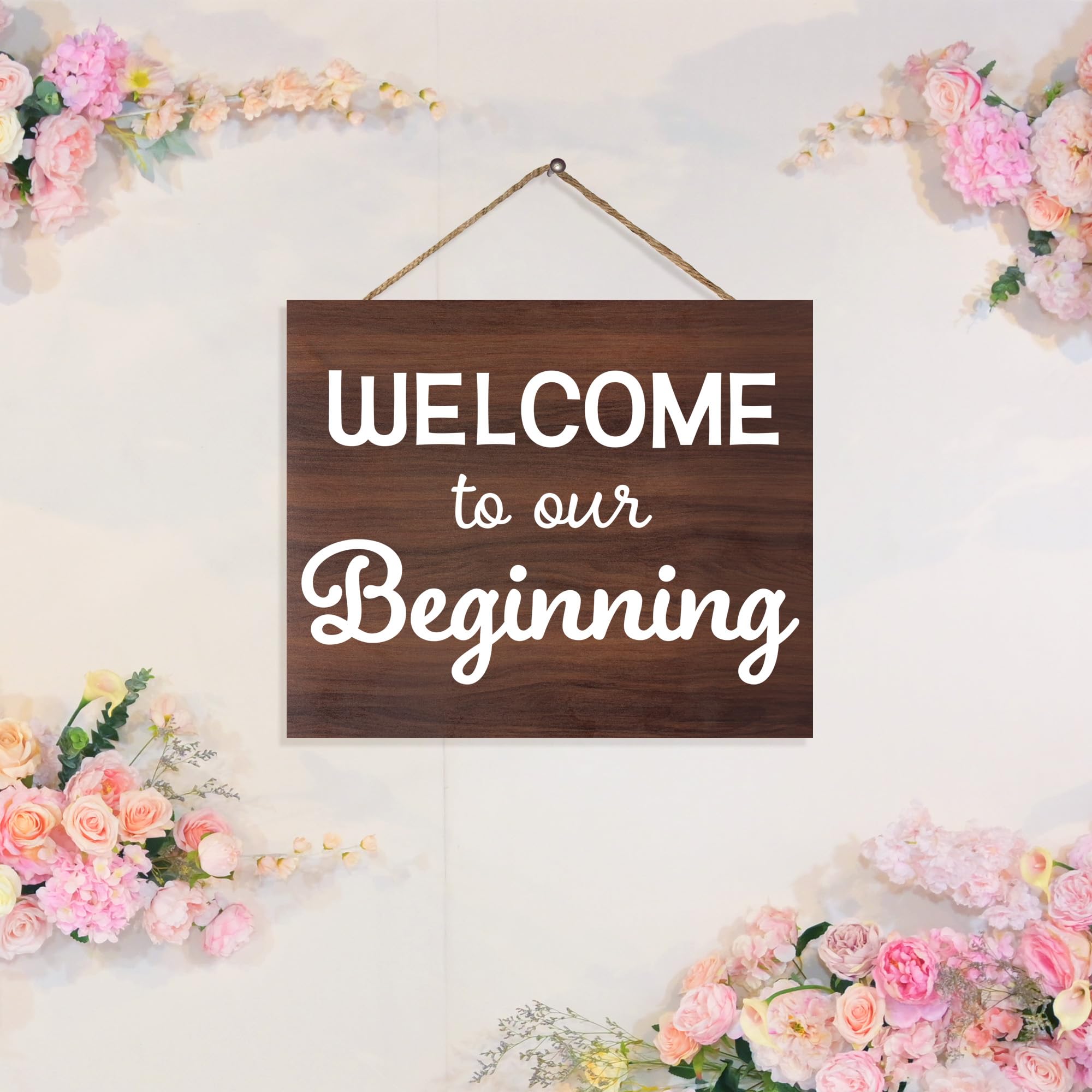 Jennygems Welcome Wedding Sign, Welcome To Our Beginning Wood Wedding Sign, Engagement, Wedding Decor, Housewarming Gifts, Brown