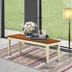 East West Furniture Nib-WHI-W Nicoli Dining Room Bench with Wood Seat, 54x15x17 Inch, Buttermilk & Cherry