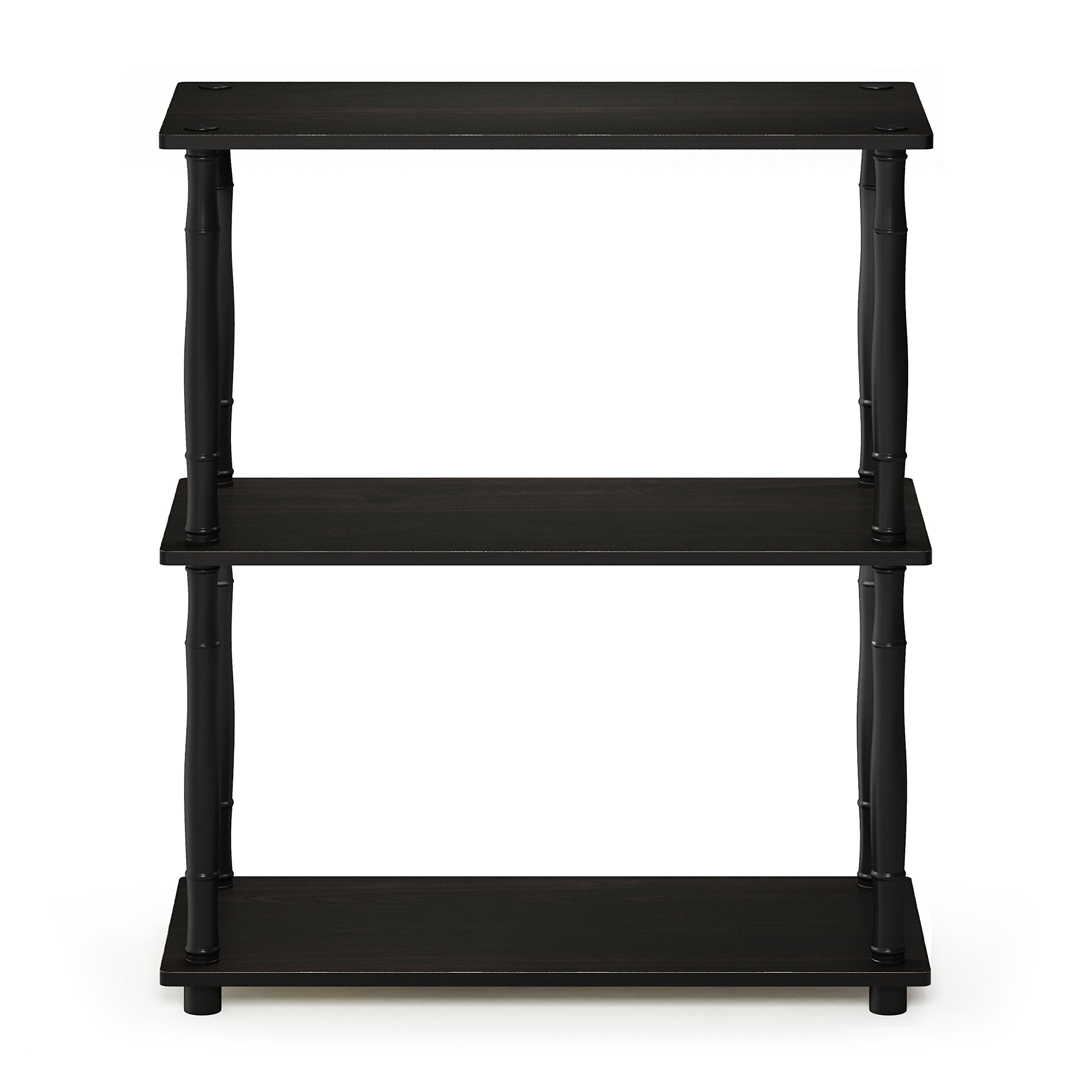 Furinno Turn-N-Tube 3-Tier Compact Multipurpose Shelf Display Rack With Classic Tube, Espresso/Black