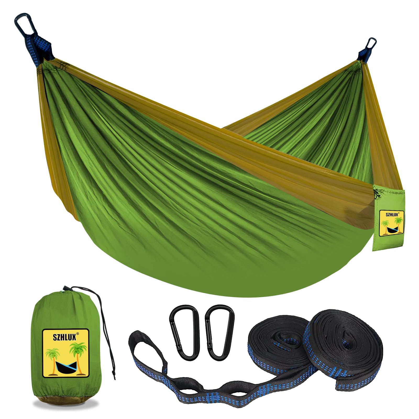 SZHLUX Camping Hammock Double & Single Portable Hammocks with 2 Tree Straps, Great for Hiking,Backpacking,Hunting,Outdoor,Beach,