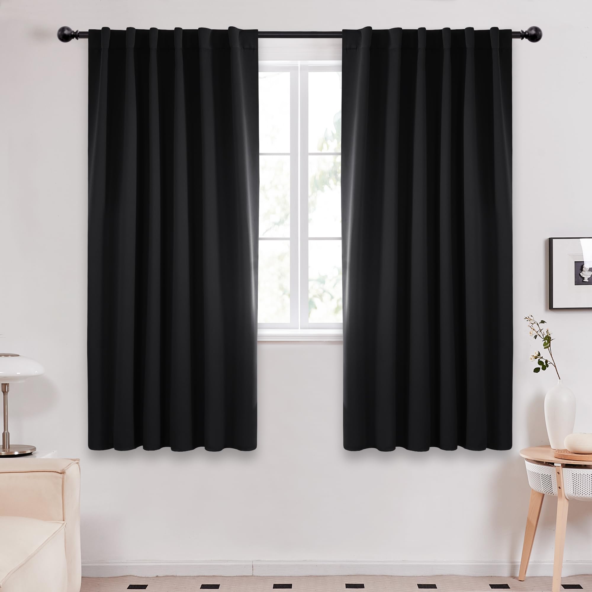 Deconovo Room Darkening Blackout Curtains, Back Tab And Rod Pocket Curtains - Thermal Insulated Blackout Curtains For Bedroom, (