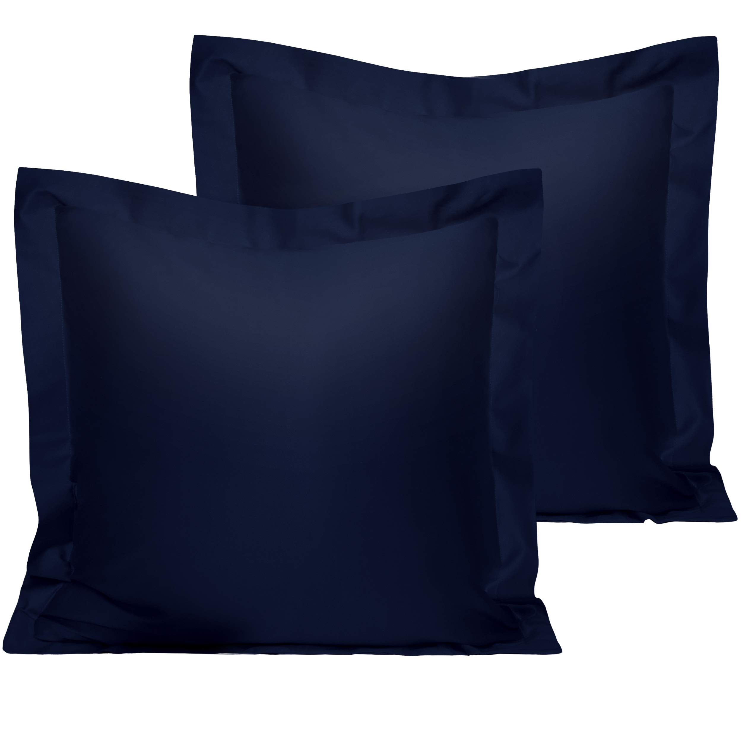 Ntbay 2 Pack 500 Thread Count 100% Egyptian Cotton Euro Pillow Shams, Super Soft And Breathable European Throw Pillow Covers, Square Pillow Cases, 26X26 Inches, Navy Blue