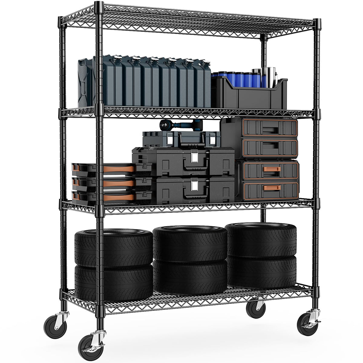 Mzg 2200 Lbs Industrial Metal 4 Tier Shelving For Garage, Pantry, Warehouse, Basement Utility Room, Storage Rack Metal Shelving