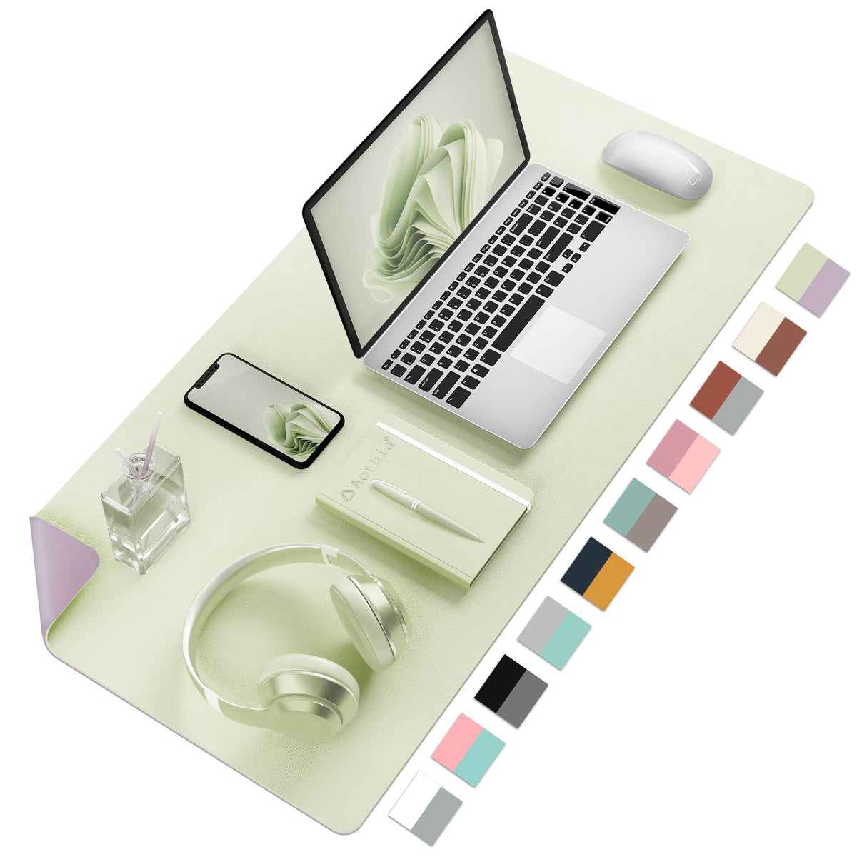 Aothia Double-Sided Desk Pad, Large Mouse Pad, Office Desk Mat, Non-Slip Pu Leather Desk Blotter, Laptop Desk Pad, Waterproof De