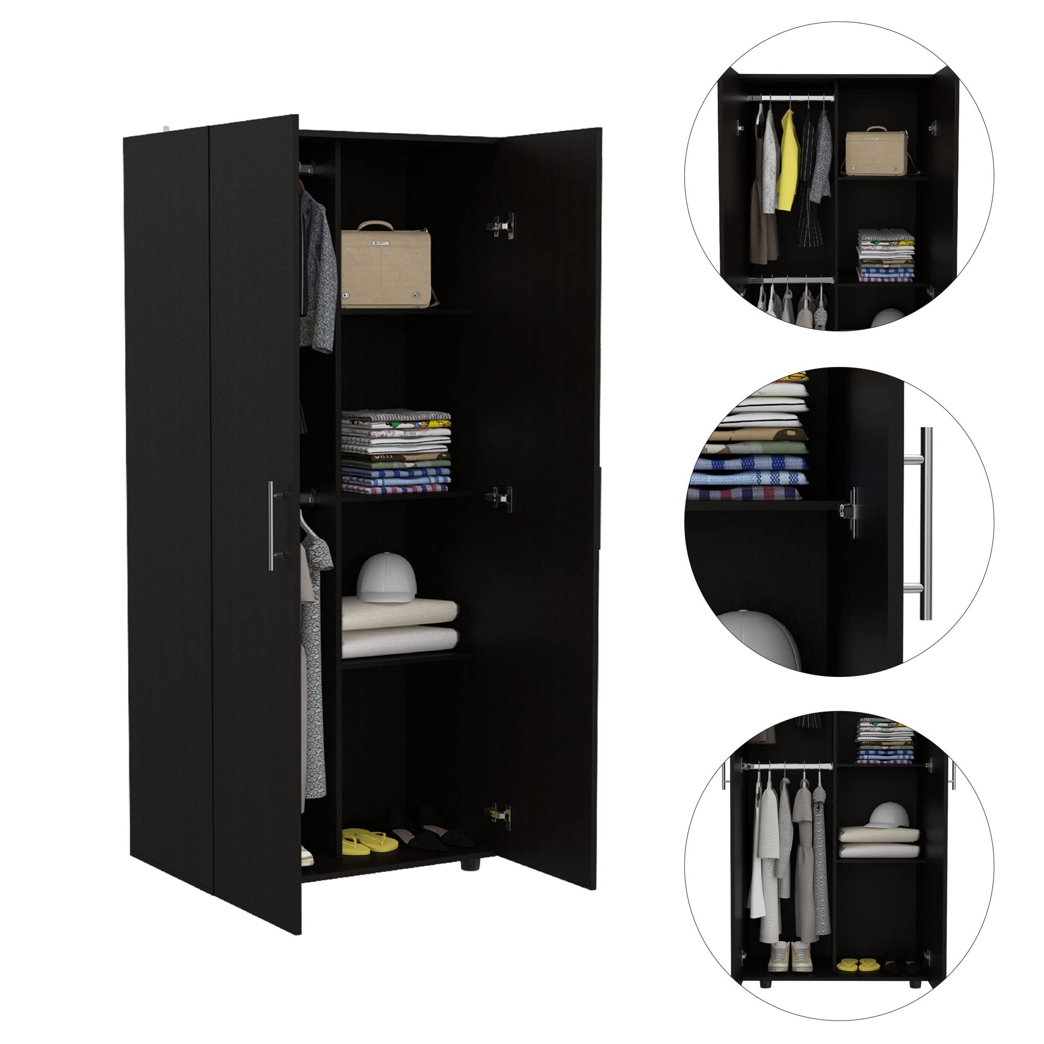 HomeRoots Modern Dark Brown Office Desk with Storage Cabinet