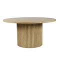 Jofran Auden Round Mid-Century Modern Fluted Pedestal Base Dining Table,Natural,60'