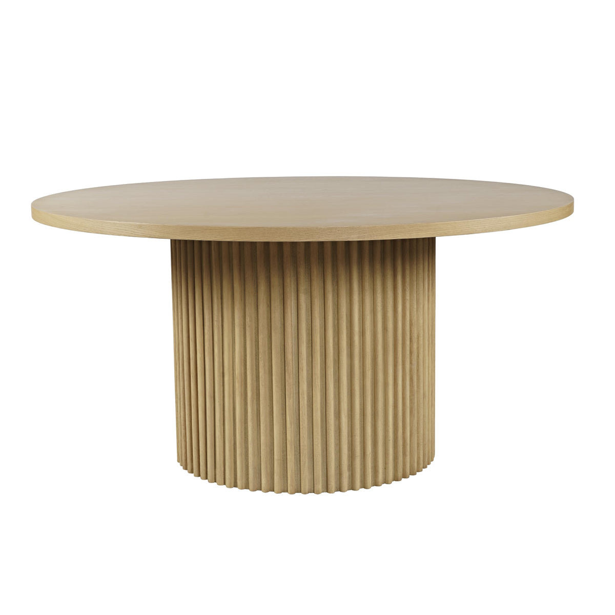 Jofran Auden Round Mid-Century Modern Fluted Pedestal Base Dining Table,Natural,60'