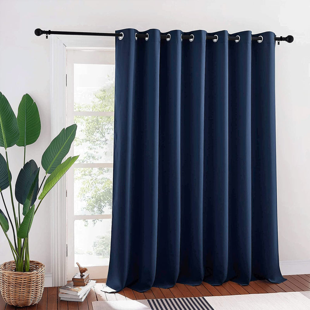 Ryb Home Blackout Curtains For Patio - Solid Grommet Curtains Large Window Panels Energy Efficiency Privacy Shades For Wall Divider Bedroom Living Room Garege Basement, W 100 X L 95, Navy Blue