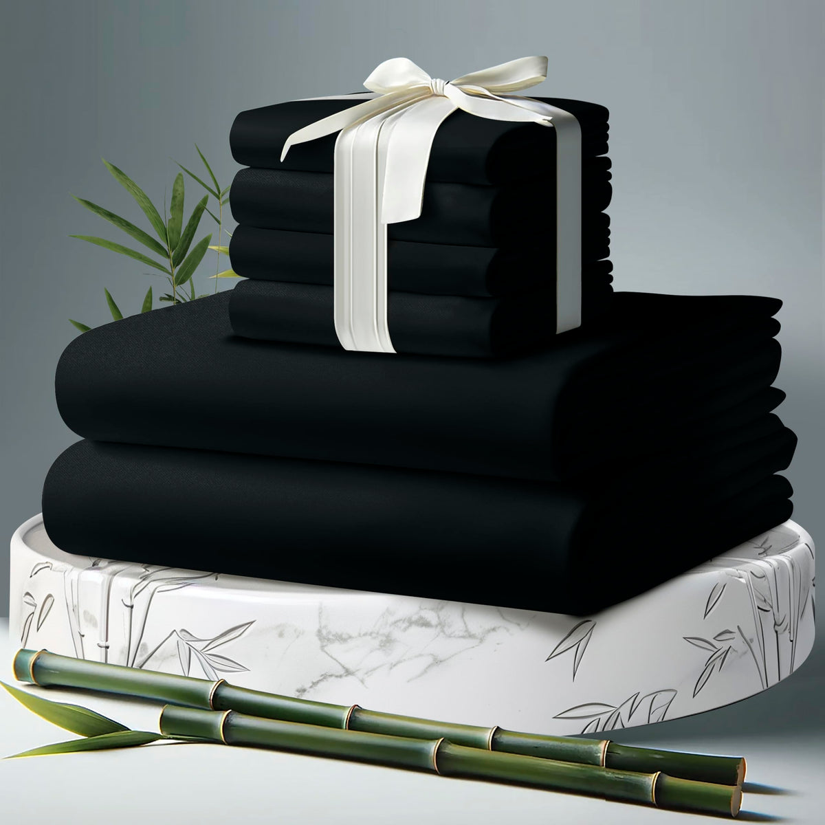 Decolure 100% Organic Viscose Derived From Bamboo Sheets Cal King Size 6Pcs - Ultra Soft & Luxuriously Cooling, 17'' Deep Pocket