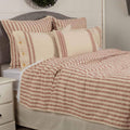 Piper Classics Market Place Red King Quilt, 100% Cotton Quilted Bedspread With Red Ticking, Hand Quilted Grain Sack Bed Spread B