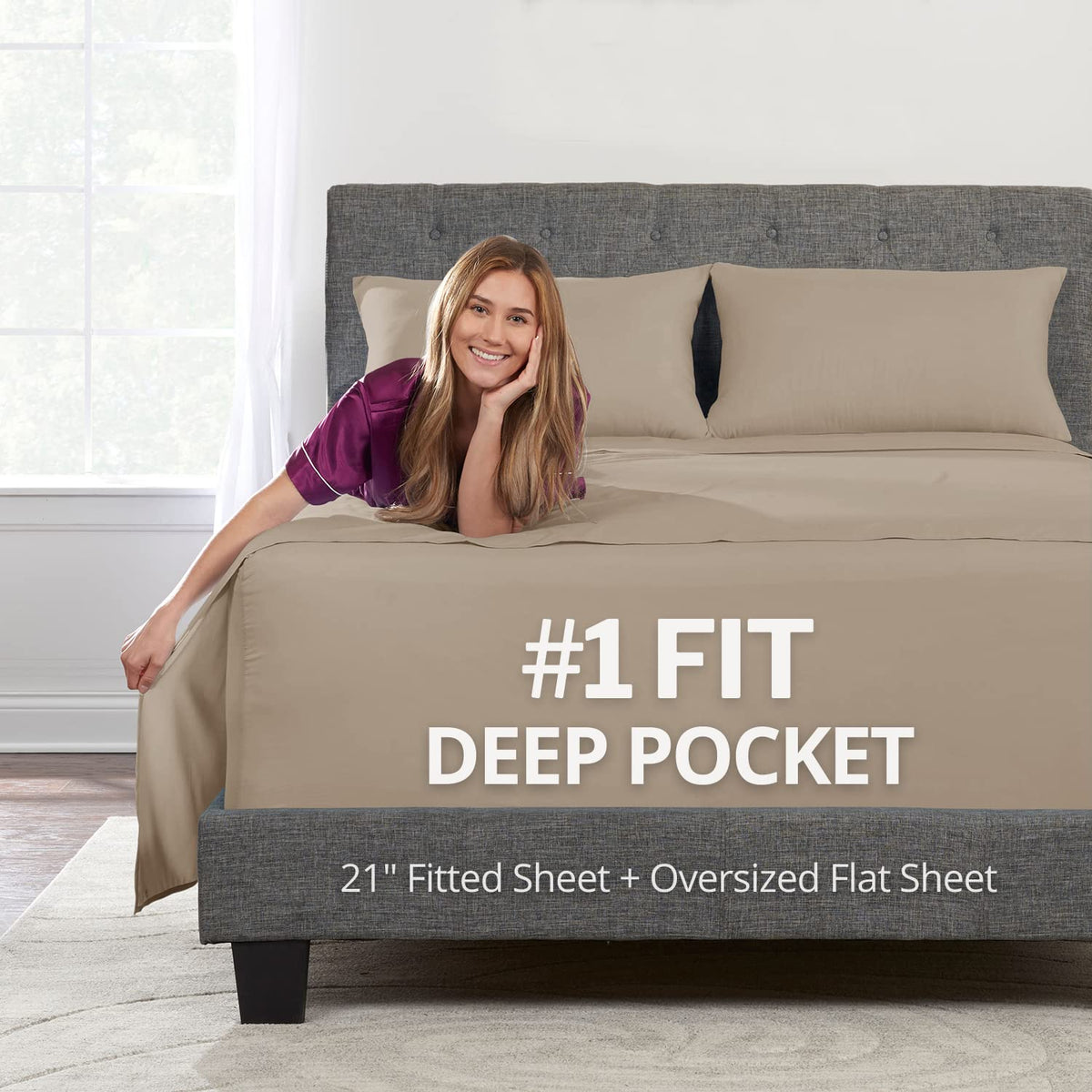 21 ' Sheet Set - Twin 3 Piece Set - Taupe Sand