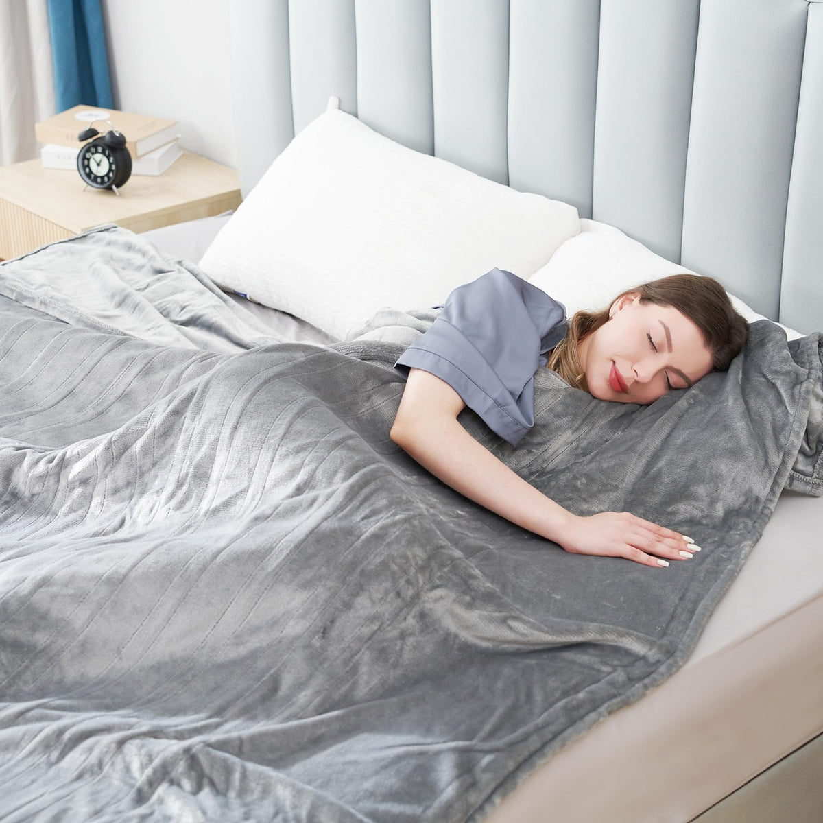 Eydna Electric Heated Blanket Throw 50' X 60', Super Cozy Soft Flannel With 6 Heating Levels & 3 Hours Auto Off, Machine Washa