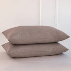Moomee Bedding Pillowcases Pack Of 2 100% Washed Cotton Linen Like Textured Breathable Durable Soft Comfy (Mauve Brown, Standard