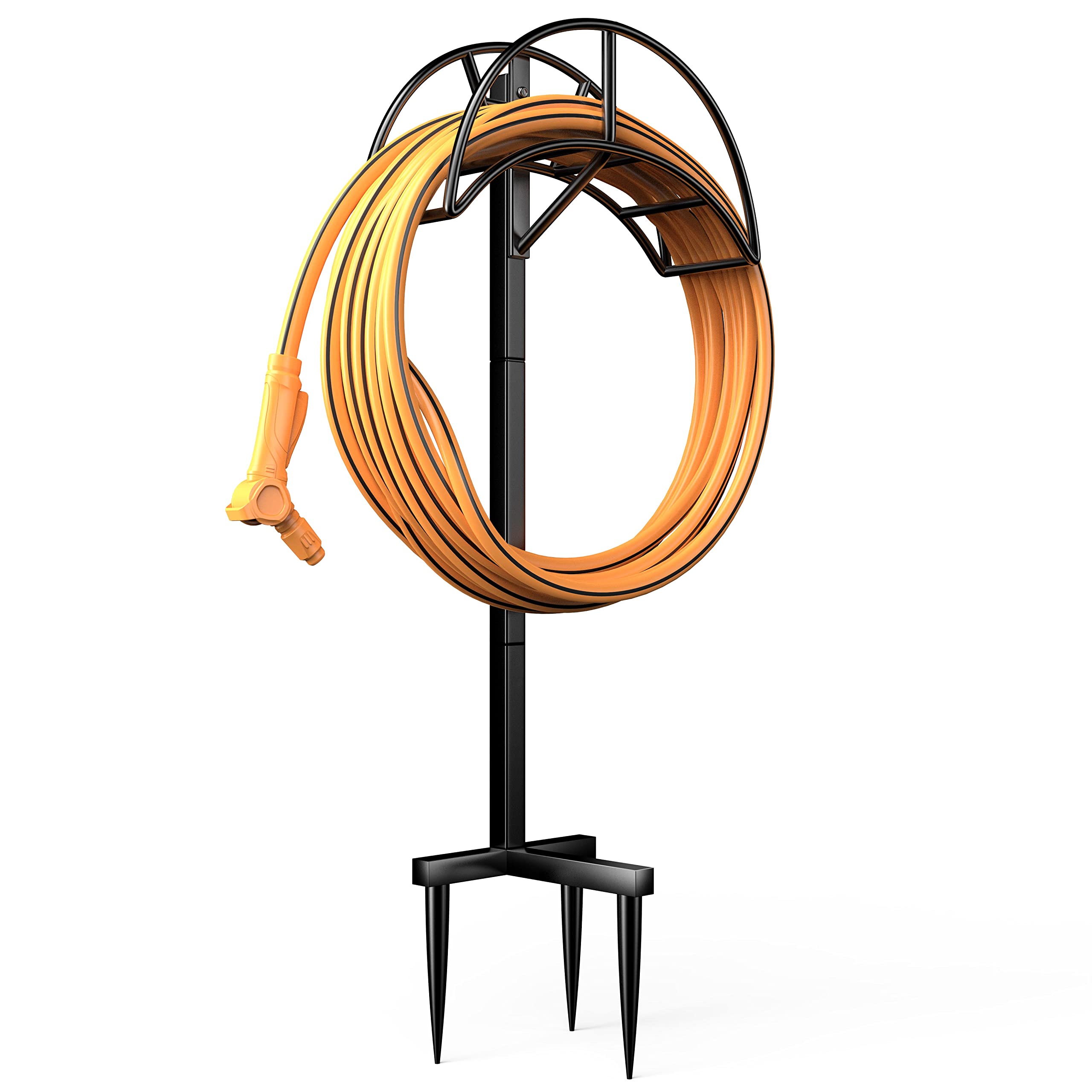 Rossny Garden Hose Holder, Metal Hose Stand Detachable Water Hose Holder Freestanding Hose Holders For Outside With 3 Long Spiky