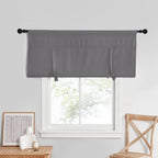 Nicetown Tie Up Curtain - Small Kitchen Curtains And Valances Set Blackout Adjustable Silver Rod Pocket Roman Shades For Window