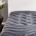 Sleep Zone Full Size Cooling Mattress Pad For Double Bed, Premium Zoned Quilted Mattress Topper, Wrap Around Mattress Protector Cover, Machine Wash Durable, Deep Pocket 8-21 Inch (Grey, Full)