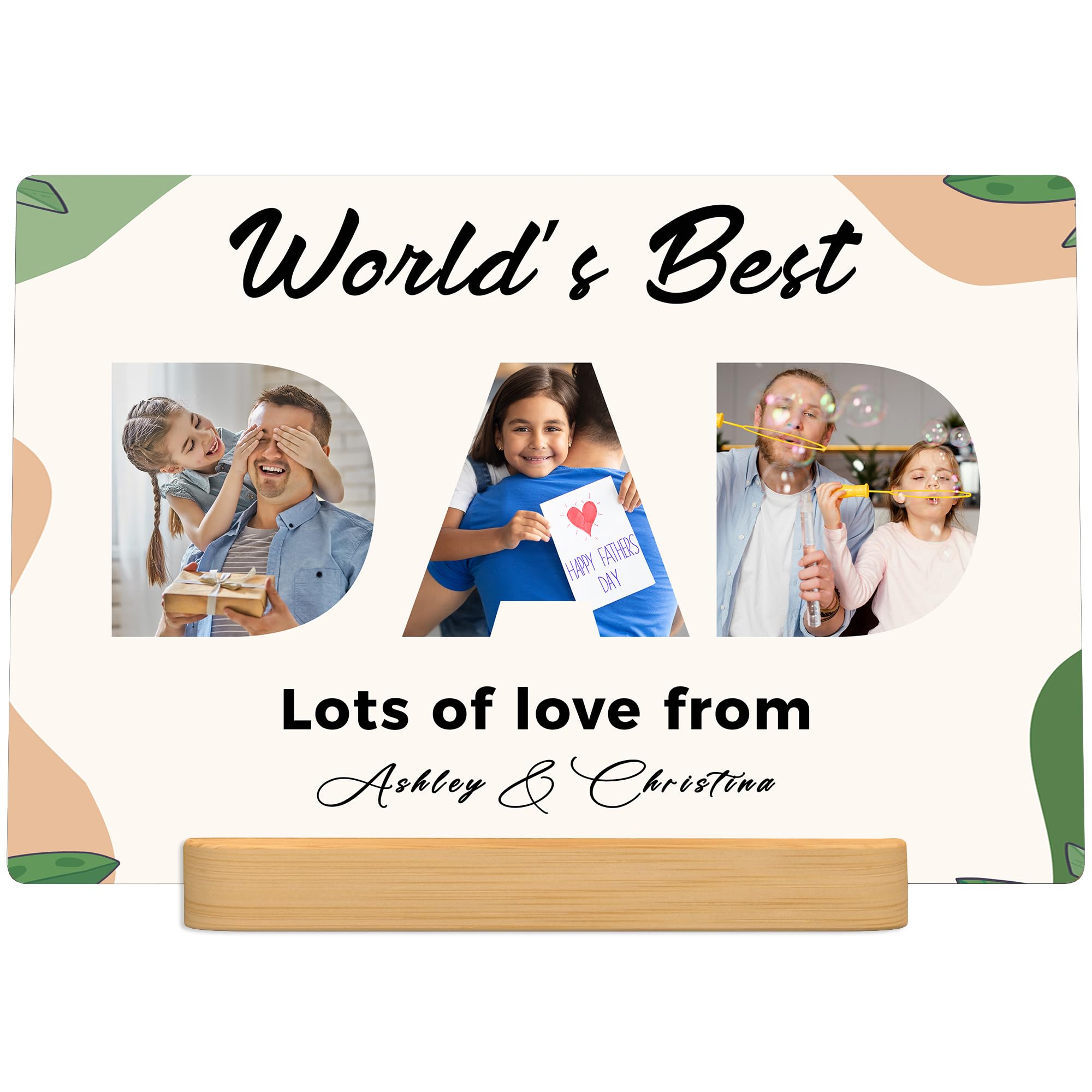 XIAODAXIA Personalized Fathers Day Gifts for Dad from Kids Daughter Son, Customized Metal Picture print for Dad,Custom Metal Ph
