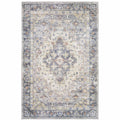 HomeRoots 509520 9 x 12 ft. Blue Gold Gray Orange Yellow & Purple Oriental Power Loom Stain Resistant Rectangle Area Rug