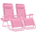 Best Choice Products Set of 2 Adjustable Steel Mesh Zero Gravity Lounge Chair Recliners w/Pillows and Cup Holder Trays - Carnati