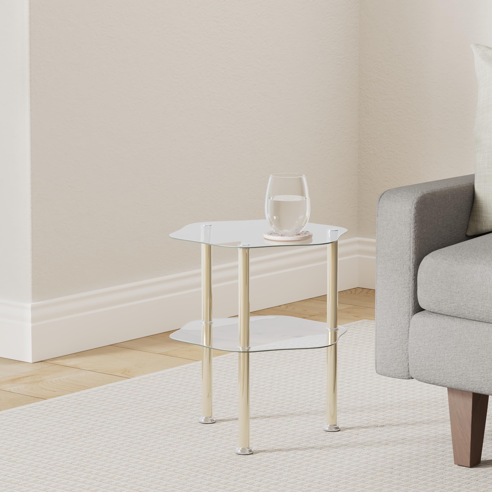 vidaXL 322790 2-Tier Side Table Transparent 38x38x50 cm Tempered Glass