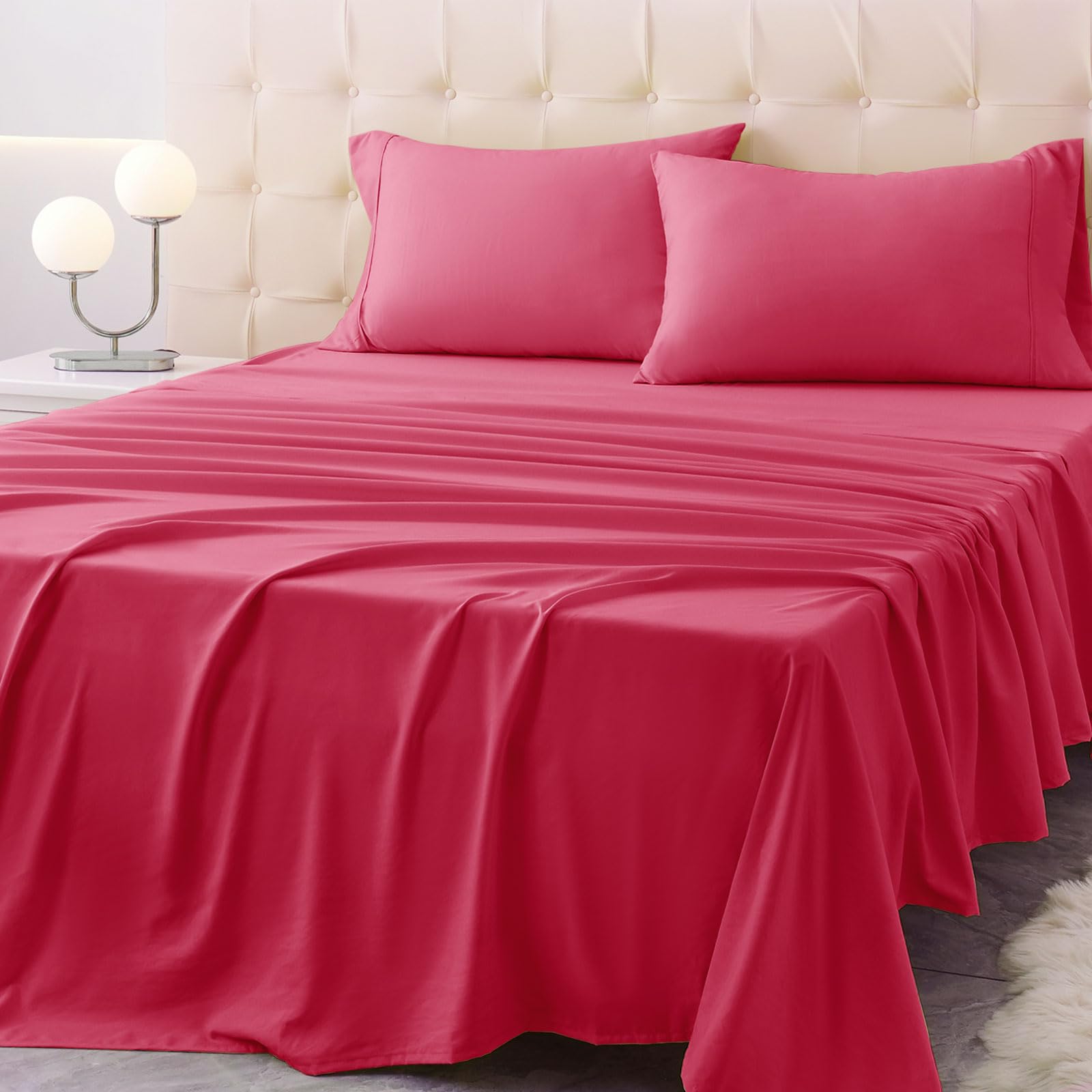 Homilay King Size Bed Sheet Set - 4 Piece Soft Microfiber Sheets With Deep Pockets, Cooling Technology, And Wrinkle-Free Pillowc