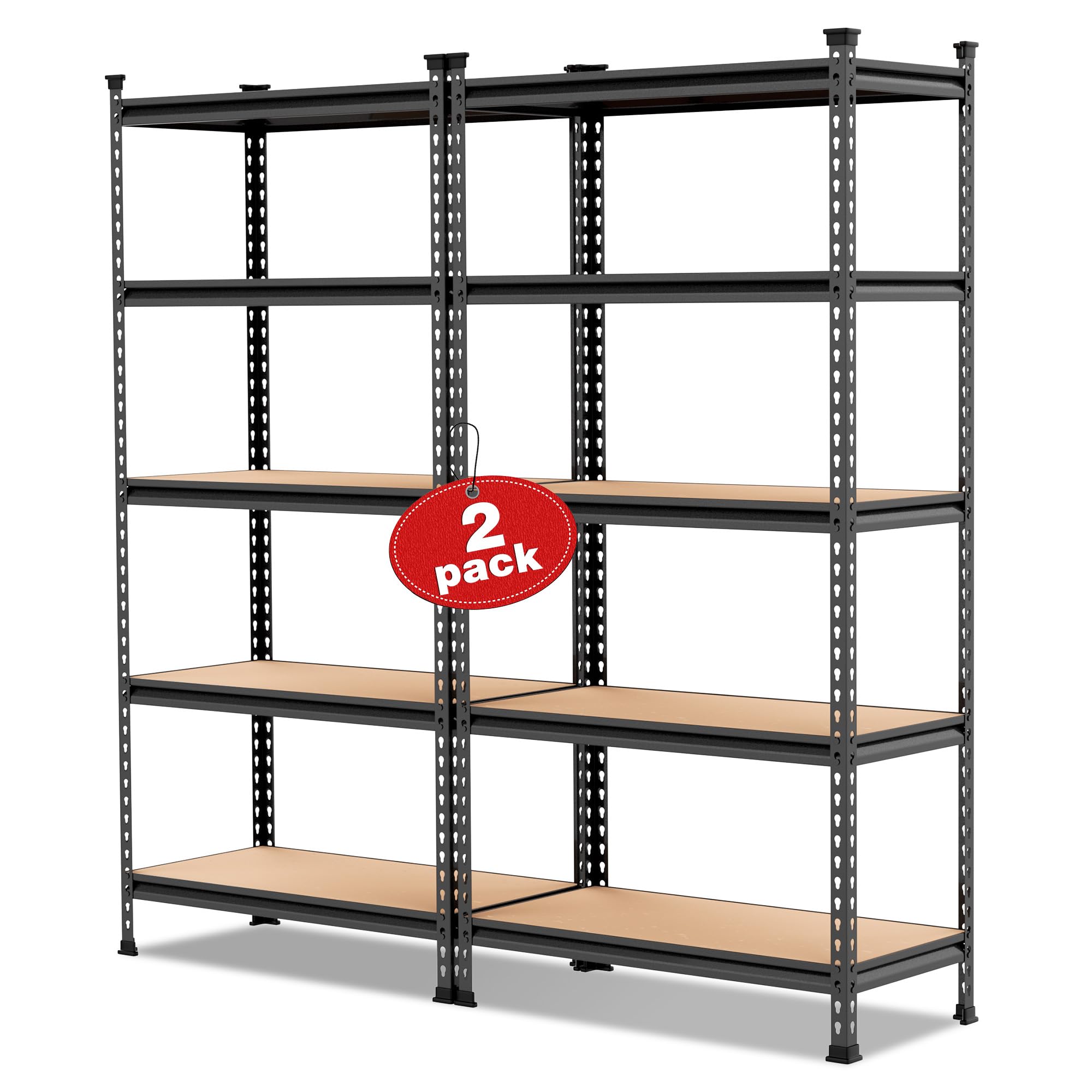 Workpro 5-Tier Metal Storage Shelving Unit, 36”W X 18”D X 72”H, Adjustable Storage Rack Heavy Duty Shelf With Particle Board, 4000 Lbs Load Capacity (Total) For Garage Warehouse, Pack Of 2