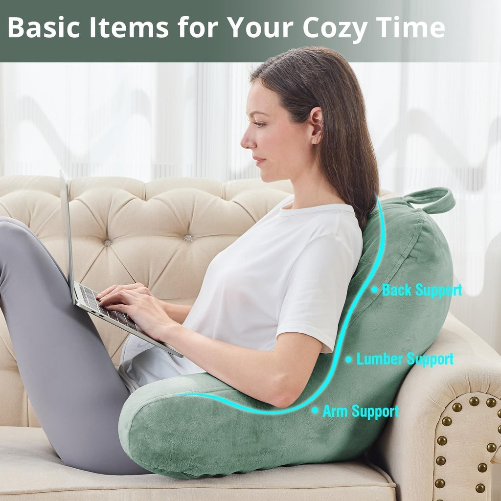 Sasttie Reading Pillow For Sitting In Bed Adult, Velvet Back Pillow For Bed Sitting Up, Backrest Back Support Chair Pillow, Coll