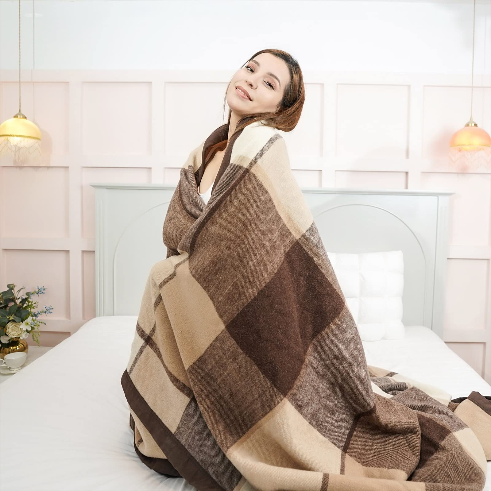 Your Moon Pure Wool Blanket Bed King Size, 100% Australian Natural Wool Bed Blanket, Washable Wool Blanket Throw, Hypoallergenic
