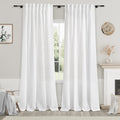 White Linen Curtains 84 inches Long for Bedroom Back Tab Light Filtering Privacy Sheer White Curtains Modern Farmhouse Coastal D