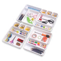 Set of 16 Interlocking Desk Drawer Organizer Tray Dividers Plastic Shallow Narrow Drawers Organizers Separators Storage Bins Con