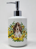 Caroline's Treasures CK2947SOAP Brown Parti Cocker Spaniel in Sunflowers Ceramic Soap Dispenser Hand Soap Dispenser Pump Bottles