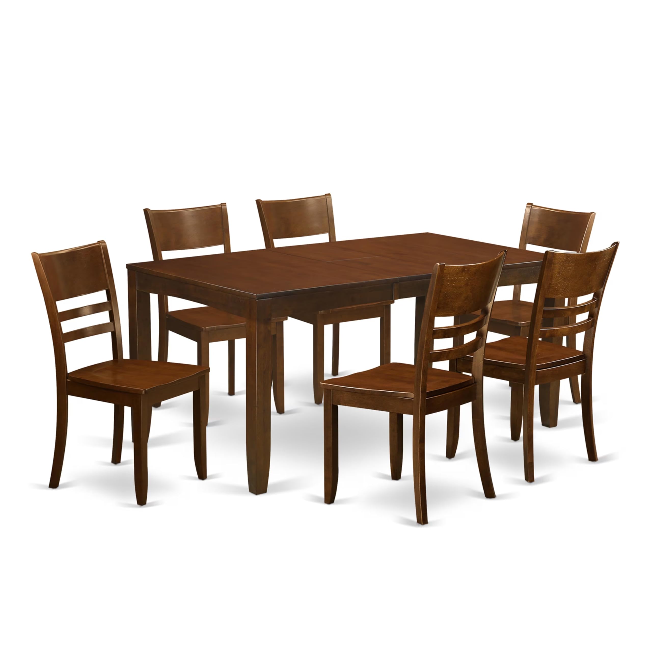 East West Furniture LYFD7-ESP-W Lynfield 7 Piece Kitchen Set Consist of a Rectangle Table with Butterfly Leaf and 6 Dining Room Chairs, 36x66 Inch