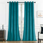 SMILETIME Lake Blue 90in Long Velvet Curtains with Grommet, Thermal Insulated Super Soft Privacy Noise Reducing Light Blocking V