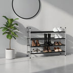4-Tier Adjustable Shoe Rack, Slide-n-Adjust, Silver & Black Finish