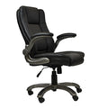 Executive Leather Office Chair With Padded Flip Up Armrests And Height Adjustable With Tilt Control, Pu Desk Chair, Black