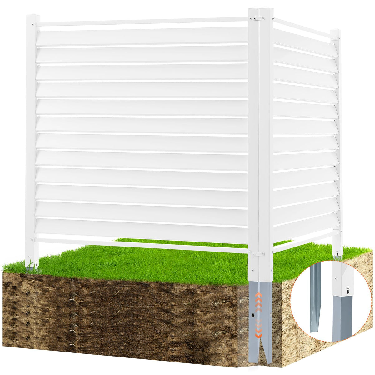 Vevor 48' W X 48' H Vinyl Privacy Fence Panels, Air Conditioner Fence, Outdoor Privacy Screens For Trash Can, Pool Equipment E