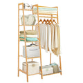 Jotsport Bamboo Clothes Rack with 7 Tier Storage Shelves Child Garment Rack