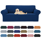 2025 New Stretch Oversized Sofa Slipcovers Couch Sofa Cover For 4 Seater Furniture Protector Covers With Elastic Bottom Jacquard Fabric Small Checks For Pets, Kids - Classic Blue