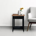 Casual Home Owl White Night Stand with USB Port, 17.5 in x 14.25 in x 24.5 in (W x L x H), Walnut Black