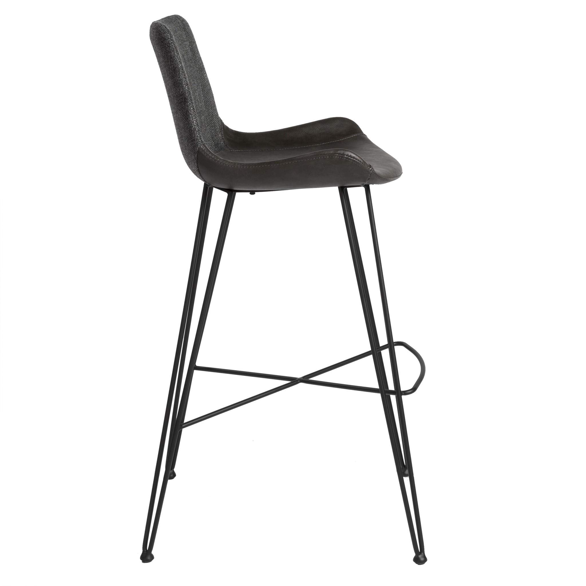 HomeRoots 22.45' X 19.3' X 40.16' Dark Gray Leatherette Bar Stool with Matte Black Legs