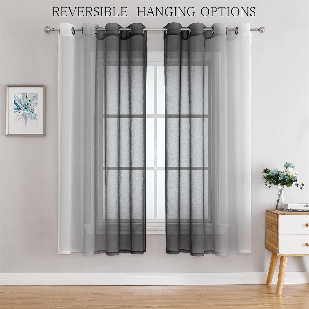 G2000 Sheer Curtains & Drapes 63 Inch Length Grey And White Ombre Curtains For Bedroom Living Room Window Curtains Light Filteri