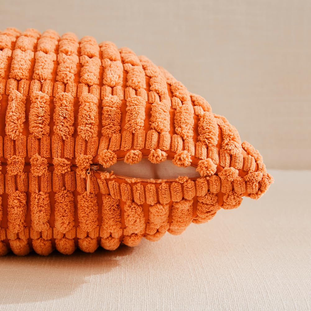 Fancy Homi 4 Packs Orange Fall Decorative Throw Pillow Covers 18X18 Inch For Couch Living Room Bed Sofa, Halloween Pumpkin Autum
