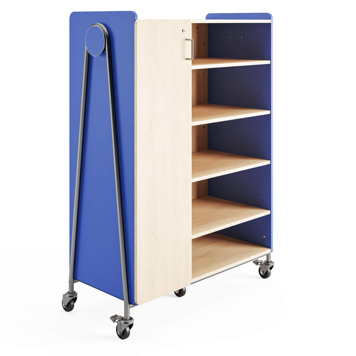 Safco Products Whiffle Typical 4, Triple Column 13-Tote and 4-Shelf Rolling Storage Cart with Magnetic Dry-Erase Back, Blue, 48&quot; H(Spectrum Blue)