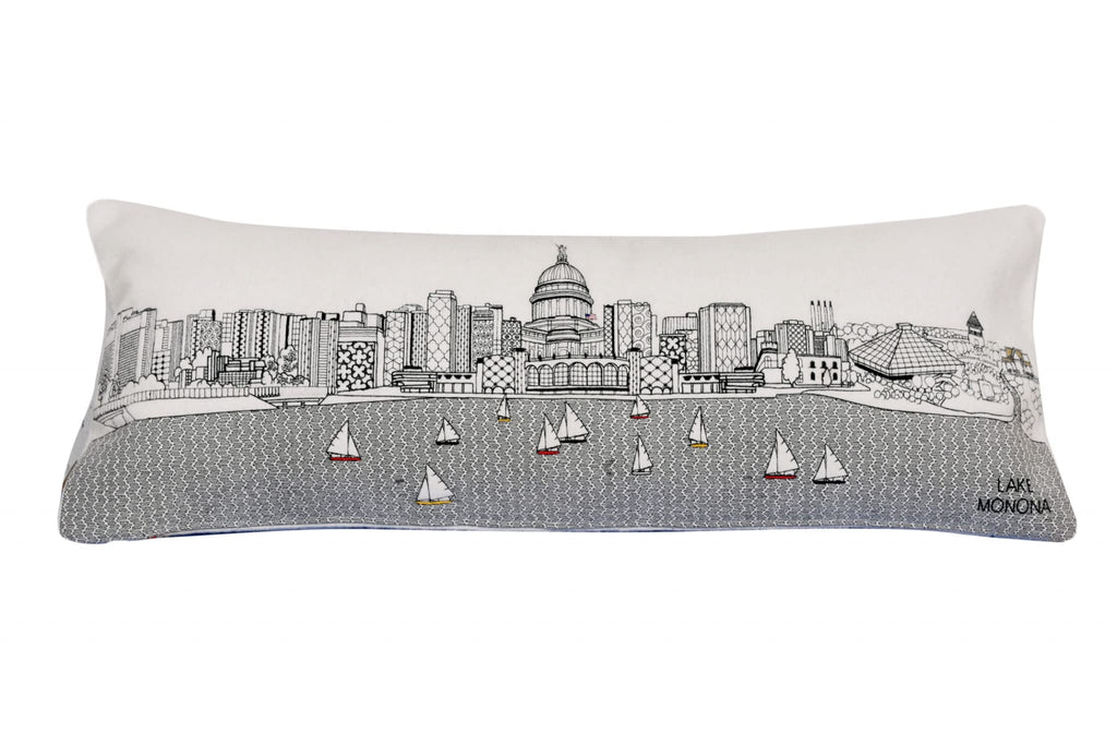 HomeRoots Cream 35' White Madison Daylight Skyline Lumbar Decorative Pillow