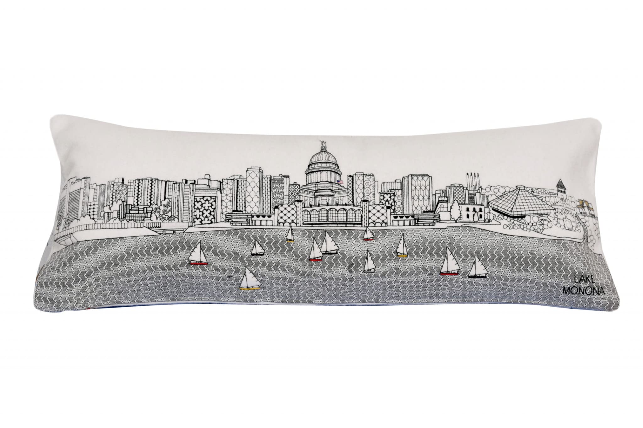 HomeRoots Cream 35' White Madison Daylight Skyline Lumbar Decorative Pillow