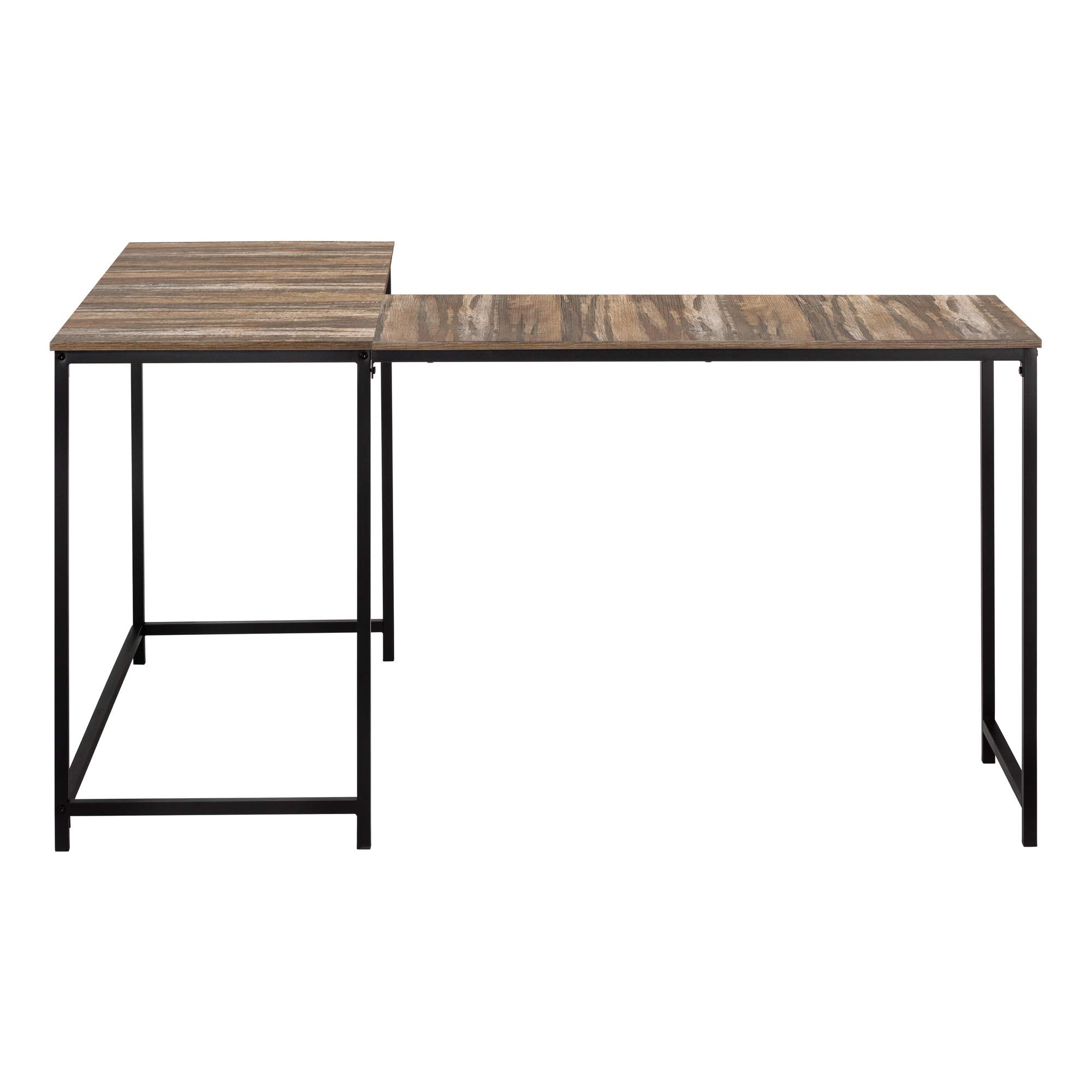 Monarch Specialties I 7391 Computer Desk, Home Office, Corner, 58&quot; L, L Shape, Work, Laptop, Metal, Laminate, Brown, Black, Contemporary, Modern