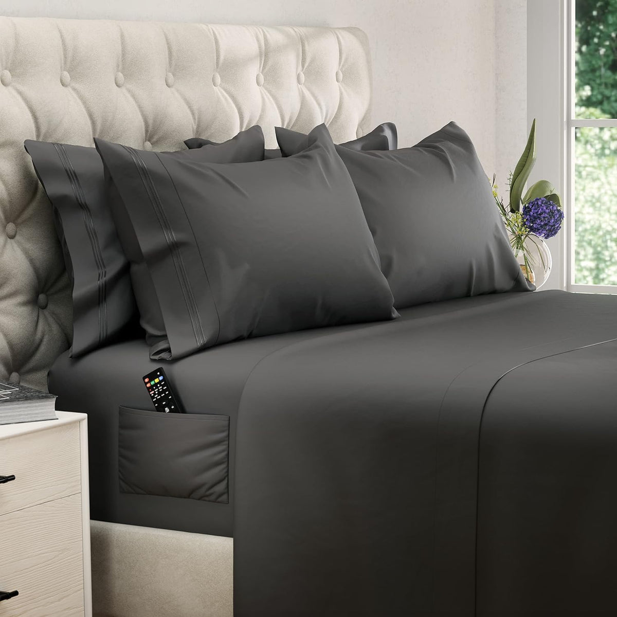 Dreamcare King Size Sheets Set - 6 Pcs Cooling Bed Sheets - Up To 15    Deep Pocket King Sheet Set - 2500 Supreme Collection - O
