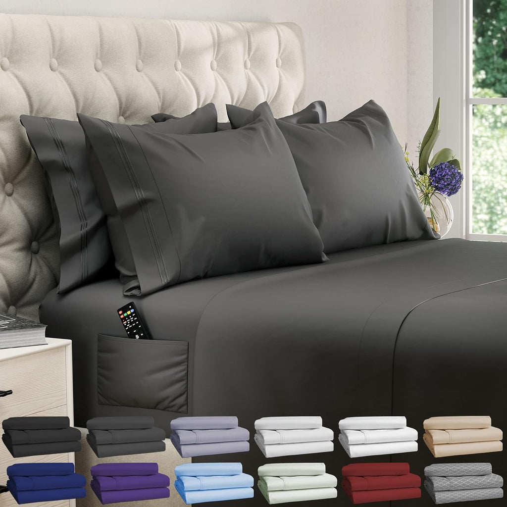 Dreamcare Queen Sheet Set - 6 Pcs Cooling Bed Sheets - Up To 21    Deep Pocket Queen Sheets Set - 2500 Supreme Collection - Oeko