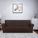 Easy-Going Fleece Stretch Sofa Slipcover Spandex Non-Slip Soft Couch Sofa Cover, Washable Furniture Protector With Anti-Skid Foam And Elastic Bottom For Kids, Pets(Oversized Sofa, Chocolate)