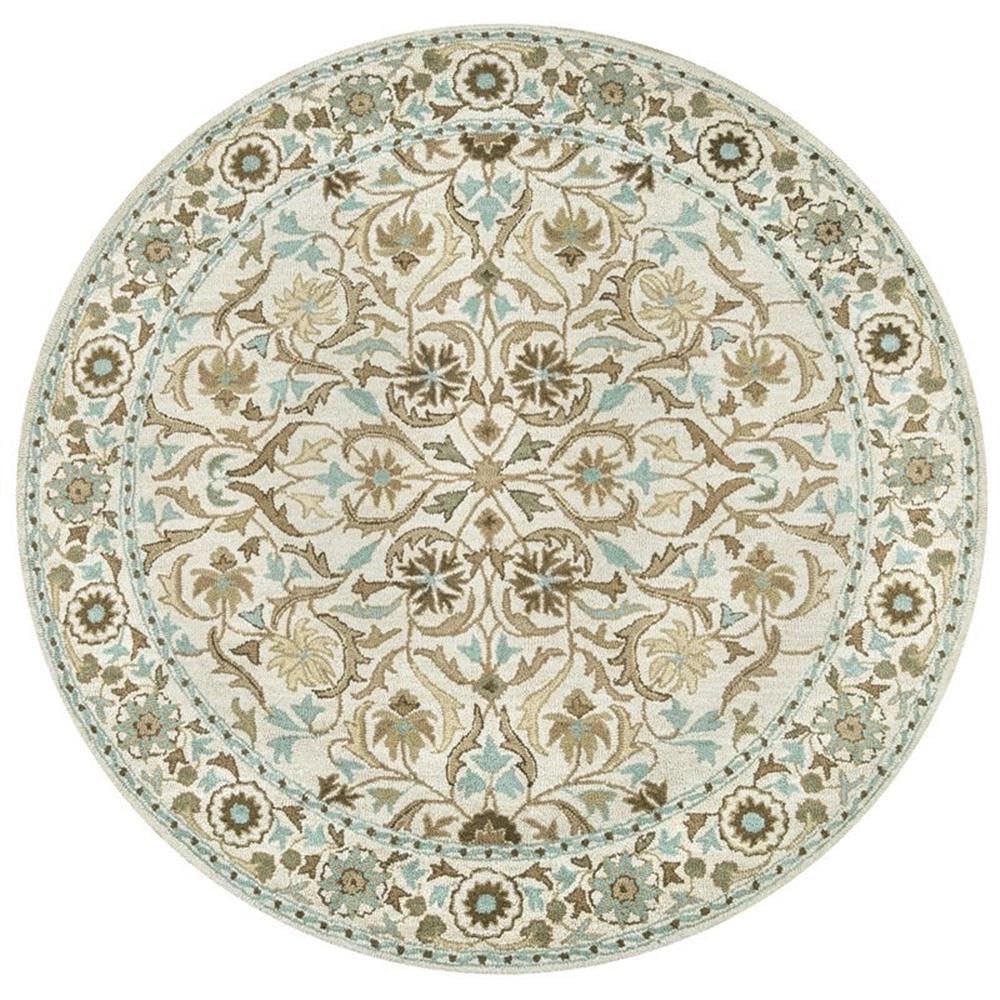 Crypt 8' Round Border Blue/Ivory Hand-Tufted Area Rug